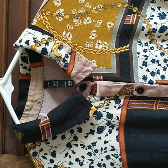 Zara TRF geometric patchwork chain print Retro mod shift dress size medium - Picture 5 of 10